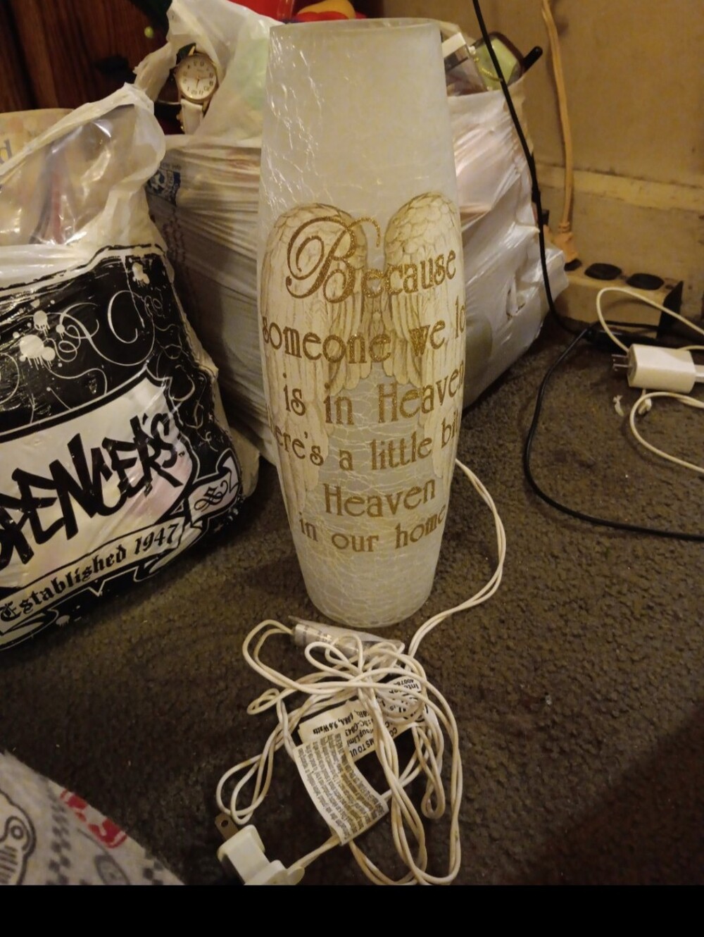 Remembrance heaven wings glass lamp